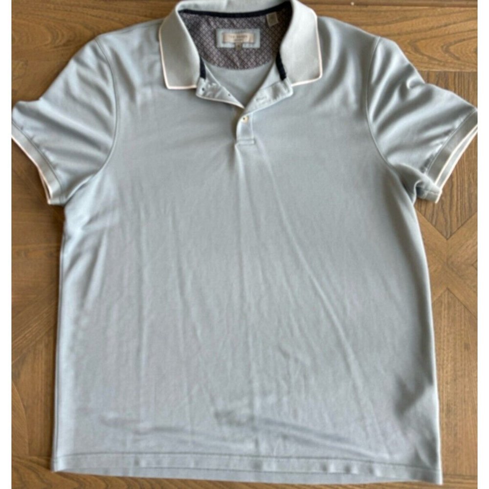 TED BAKER Men's Short Sleeve Polo Frankiy Blue Size 5